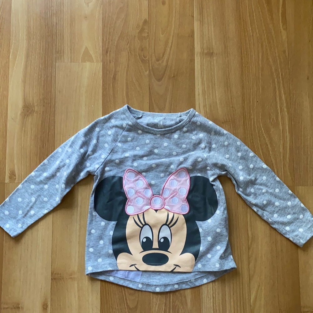 Toddlers Gray Long sleeve Minnie Mouse T-shirt